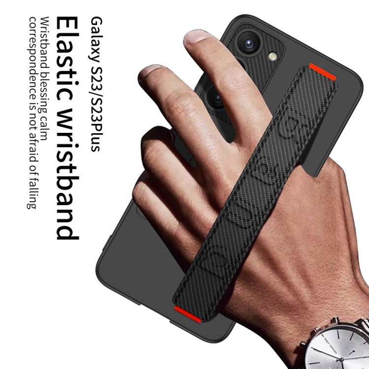 For Samsung Galaxy S23+ 5G GKK Ultra-thin Wristband Shockproof Phone Case with Holder(Silver)