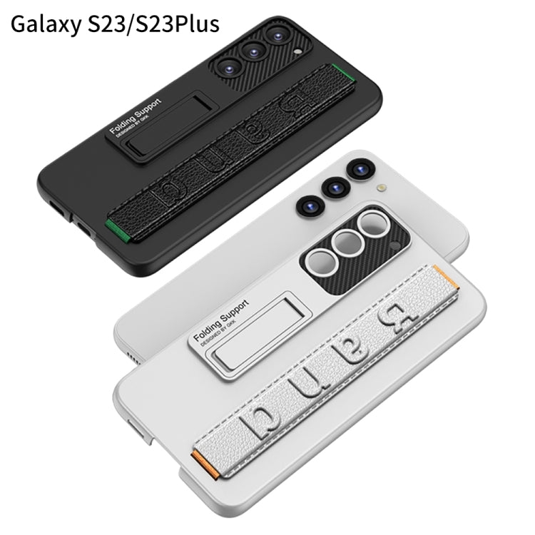 For Samsung Galaxy S23+ 5G GKK Ultra-thin Wristband Shockproof Phone Case with Holder(Silver)