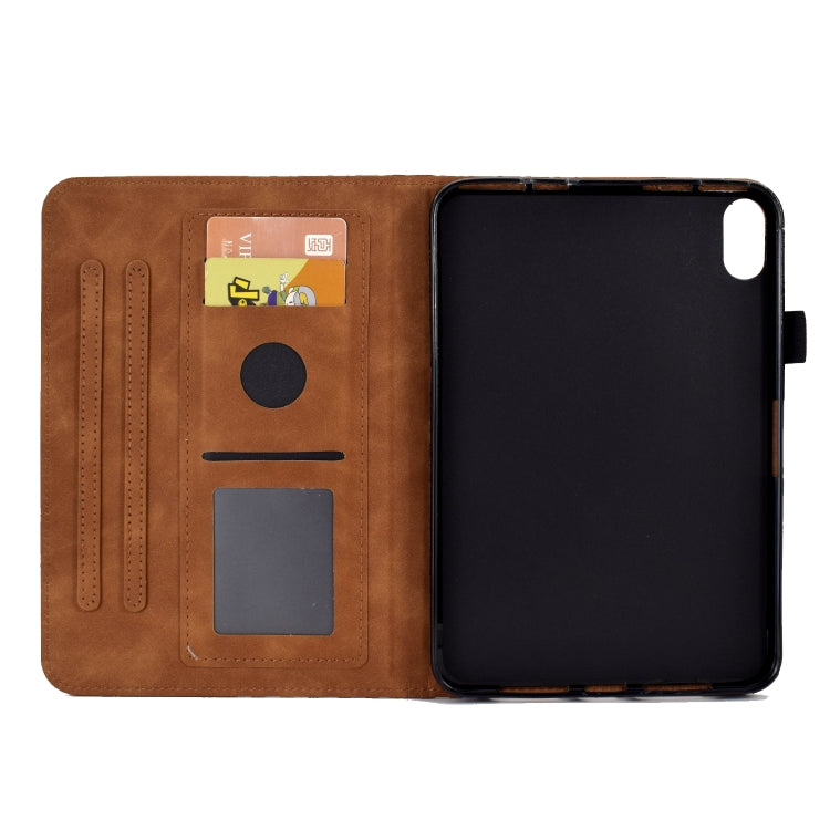 For iPad mini 6 / mini 2024 Rhombus Embossed Leather Smart Tablet Case(Brown)