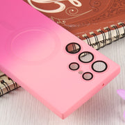 For Samsung Galaxy S23 Ultra 5G Liquid TPU Silicone Gradient MagSafe Phone Case(Pink Red)