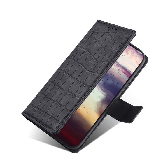 For Xiaomi Poco X5 Pro / Redmi Note 12 Pro Speed Skin Feel Crocodile Magnetic Clasp Leather Phone Case(Black)