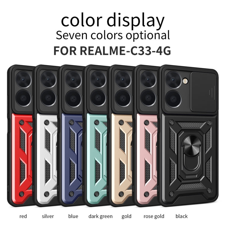 For Realme C33 4G Sliding Camera Cover Design Phone Case(Black)