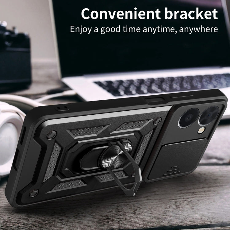 For Realme C33 4G Sliding Camera Cover Design Phone Case(Black)