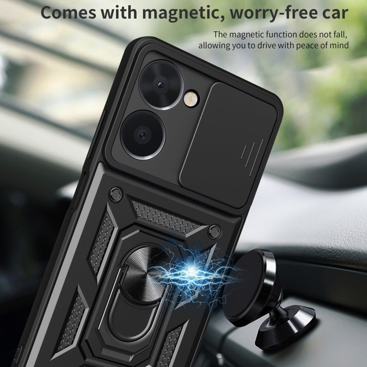 For Realme C33 4G Sliding Camera Cover Design Phone Case(Black)