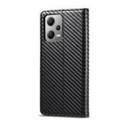For Xiaomi Poco X5 Pro/Redmi Note 12 Pro 5G LC.IMEEKE Carbon Fiber Texture Flip Leather Phone Case(Vertical Black)