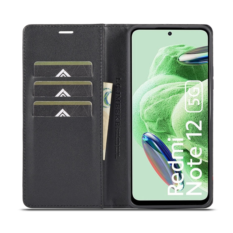 For Xiaomi Poco X5 Pro/Redmi Note 12 Pro 5G LC.IMEEKE Carbon Fiber Texture Flip Leather Phone Case(Vertical Black)