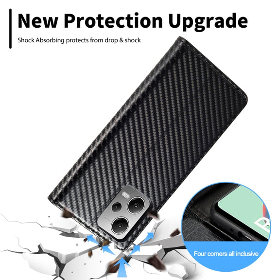 For Xiaomi Poco X5 Pro/Redmi Note 12 Pro 5G LC.IMEEKE Carbon Fiber Texture Flip Leather Phone Case(Vertical Black)