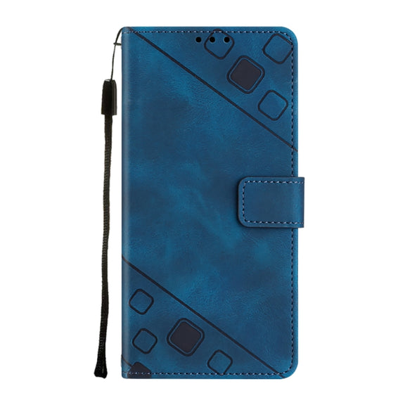 For Samsung Galaxy A13 5G /A04 4G/A04e Skin-feel Embossed Leather Phone Case(Blue)