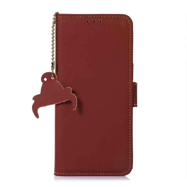 For Xiaomi Redmi 12C / Redmi 11A Genuine Leather Magnetic RFID Leather Phone Case(Coffee)