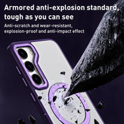 For Samsung Galaxy S23+ 5G Skin Feel MagSafe Shockproof Phone Case with Holder(Transparent White)
