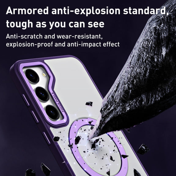 For Samsung Galaxy S23+ 5G Skin Feel MagSafe Shockproof Phone Case with Holder(Transparent White)