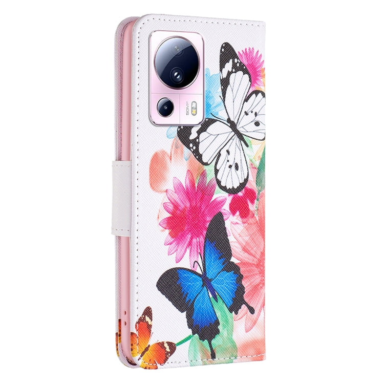 For Xiaomi 13 Lite / Civi 2 Colored Drawing Pattern Leather Phone Case(Butterfly)