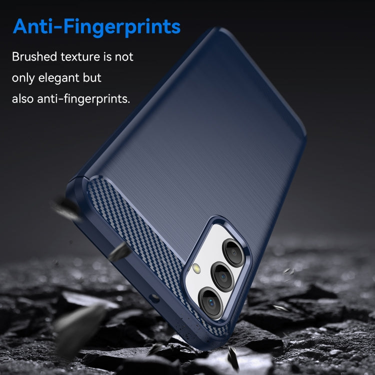 For Samsung Galaxy A24 4G Brushed Texture Carbon Fiber TPU Phone Case(Blue)