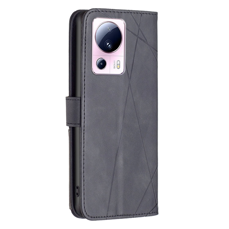 For Xiaomi 13 Lite / Civi 2 Magnetic Buckle Rhombus Texture Leather Phone Case(Black)