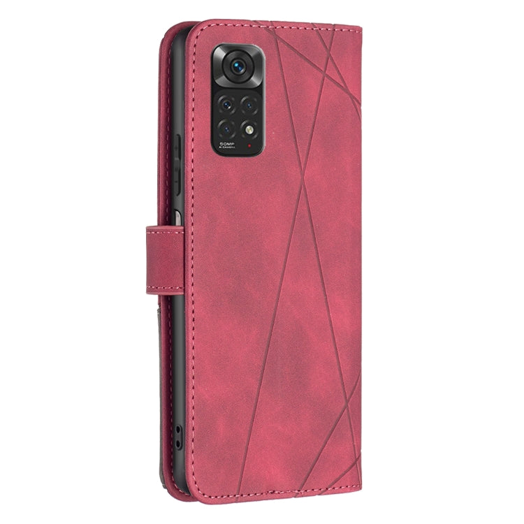 For Xiaomi Redmi Note 12S 4G / Note 11 Magnetic Buckle Rhombus Texture Leather Phone Case(Red)