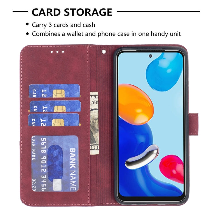For Xiaomi Redmi Note 12S 4G / Note 11 Magnetic Buckle Rhombus Texture Leather Phone Case(Red)