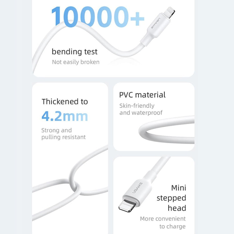 USAMS US-SJ610 U84 PD20W USB-C / Type-C to 8 Pin Charging Data Cable, Cable Length:1m(White)