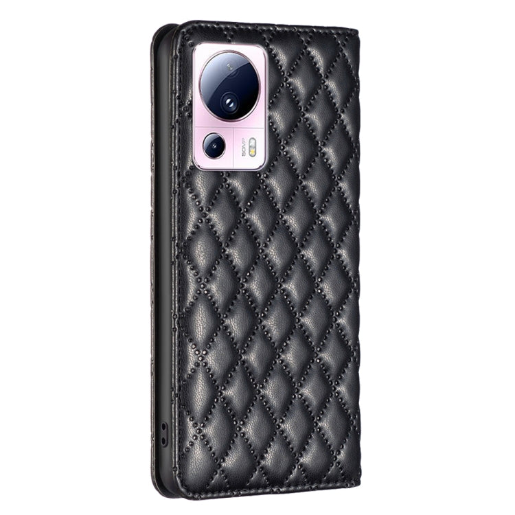 For Xiaomi 13 Lite / Civi 2 Diamond Lattice Magnetic Leather Flip Phone Case(Black)