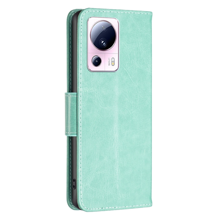 For Xiaomi 13 Lite / Civi 2 Two Butterflies Embossing Leather Phone Case(Green)