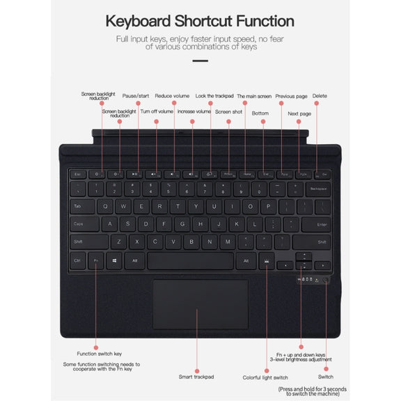 For Microsoft Surface Go / 2 / 3 / 4 Magnetic Bluetooth Keyboard Leather Case