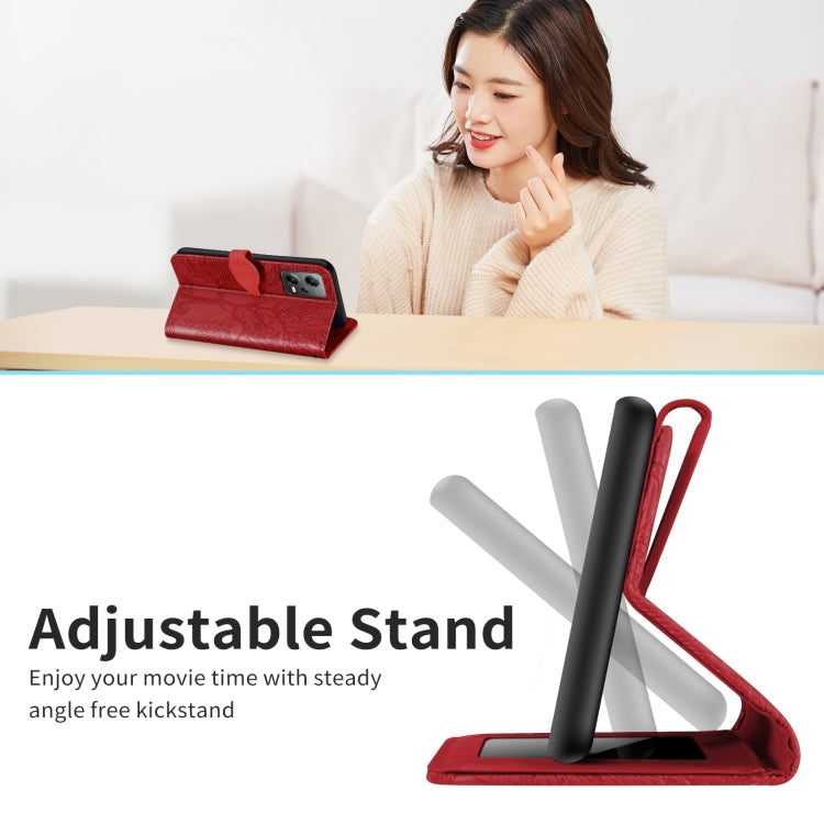 For Xiaomi Poco X5 Life Tree Embossing Pattern Leather Phone Case(Red)