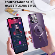 For iPhone 11 CD Texture Plating TPU MagSafe Phone Case with Lens Film(Black)