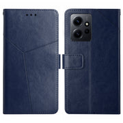 For Xiaomi Redmi Note 12 4G Global HT01 Y-shaped Pattern Flip Leather Phone Case(Blue)