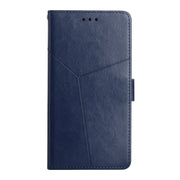For Xiaomi Redmi Note 12 4G Global HT01 Y-shaped Pattern Flip Leather Phone Case(Blue)