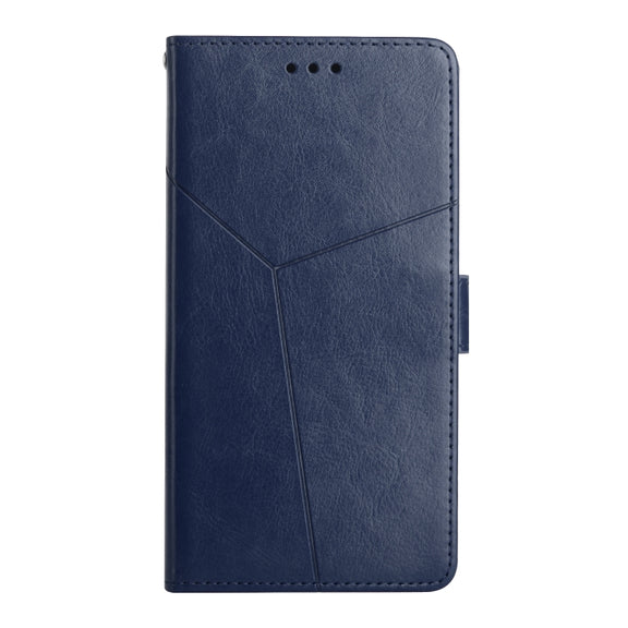 For Xiaomi Redmi Note 12 4G Global HT01 Y-shaped Pattern Flip Leather Phone Case(Blue)