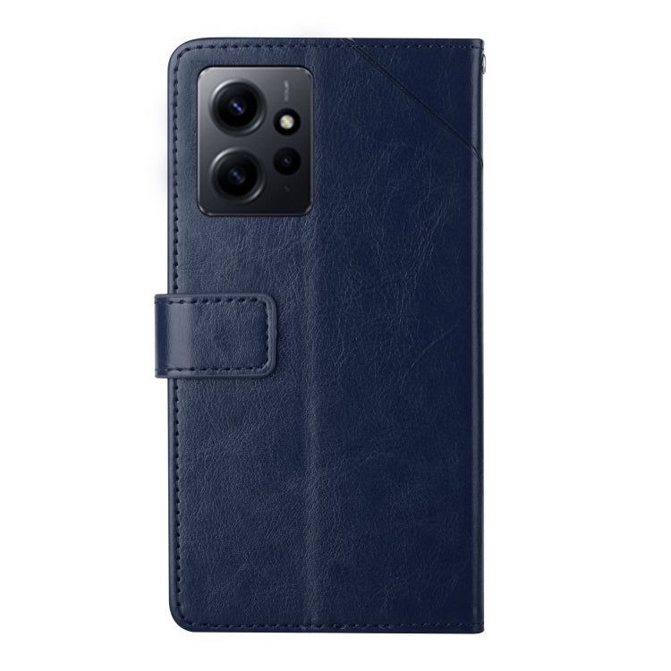 For Xiaomi Redmi Note 12 4G Global HT01 Y-shaped Pattern Flip Leather Phone Case(Blue)