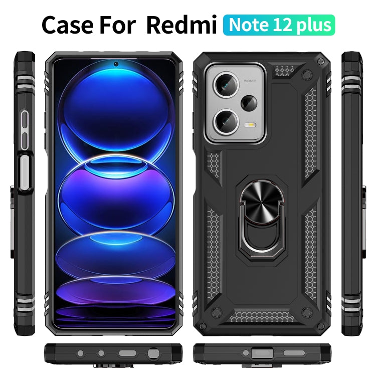 For Xiaomi Redmi Note 12 Pro+ Shockproof TPU + PC Phone Case with Holder(Black)