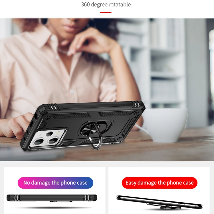 For Xiaomi Redmi Note 12 Pro+ Shockproof TPU + PC Phone Case with Holder(Black)