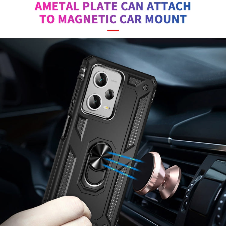 For Xiaomi Redmi Note 12 Pro+ Shockproof TPU + PC Phone Case with Holder(Black)