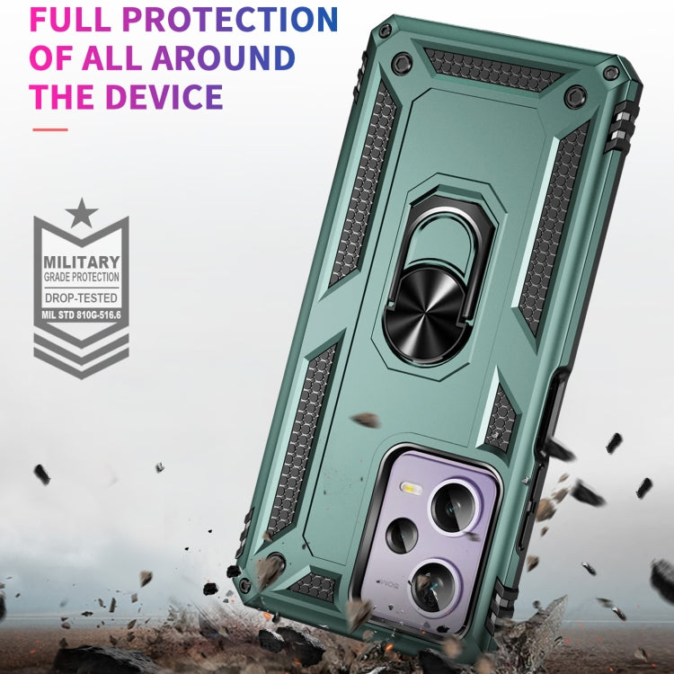 For Xiaomi Redmi Note 12 Pro 5G Shockproof TPU + PC Phone Case with Holder(Dark Green)