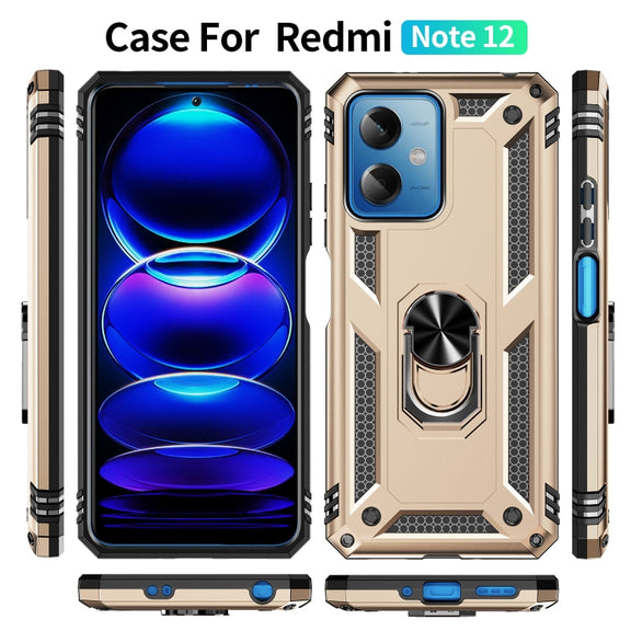 For Xiaomi Redmi Note 12 5G Global Shockproof TPU + PC Phone Case with Holder(Gold)