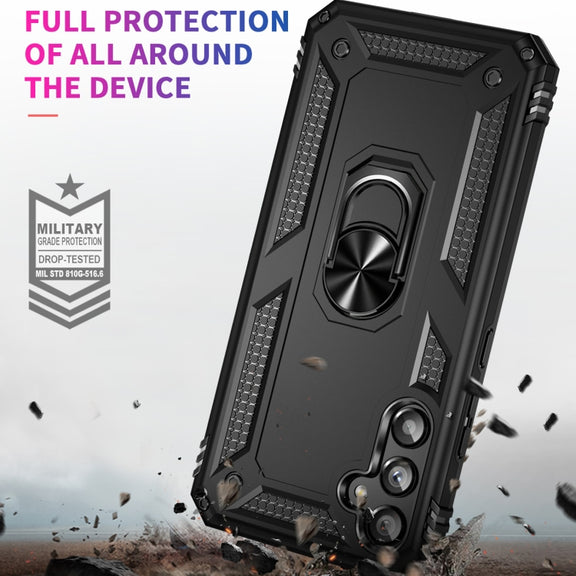For Samsung Galaxy A34 Shockproof TPU + PC Phone Case with Holder(Black)