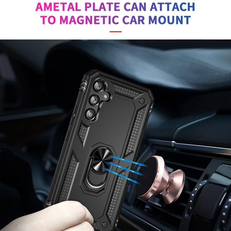 For Samsung Galaxy A34 Shockproof TPU + PC Phone Case with Holder(Black)