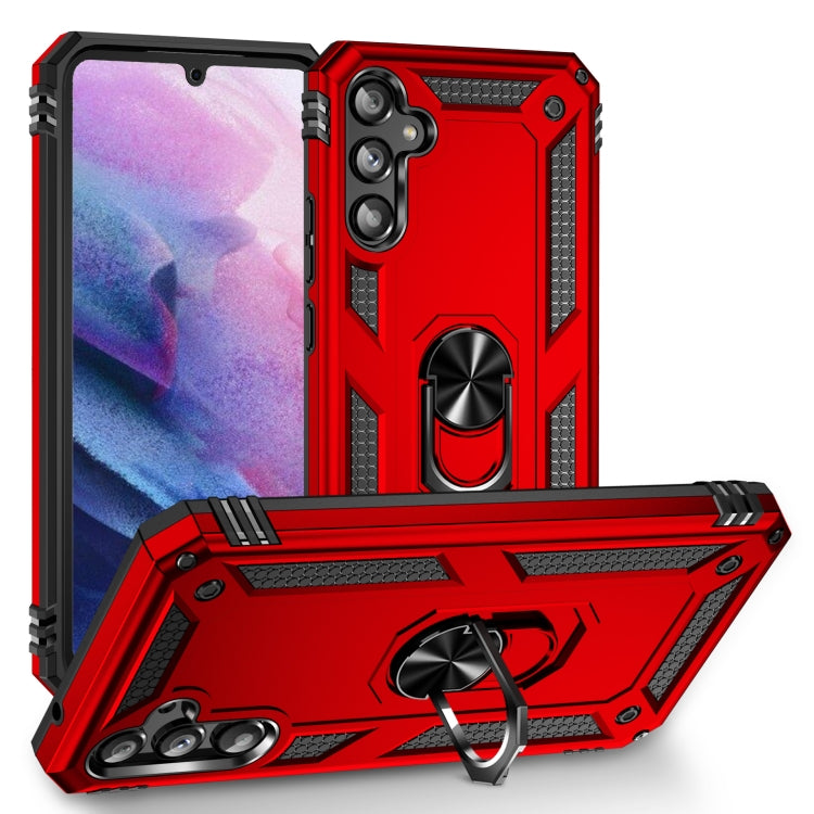 For Samsung Galaxy A34 Shockproof TPU + PC Phone Case with Holder(Red)