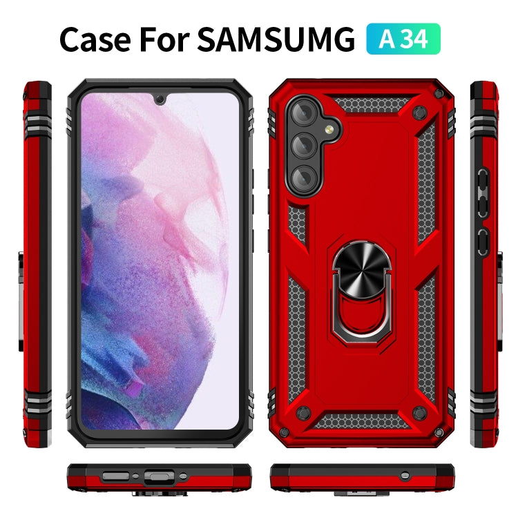 For Samsung Galaxy A34 Shockproof TPU + PC Phone Case with Holder(Red)