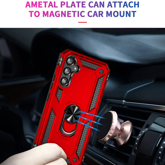 For Samsung Galaxy A34 Shockproof TPU + PC Phone Case with Holder(Red)