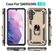 For Samsung Galaxy A34 Shockproof TPU + PC Phone Case with Holder(Gold)