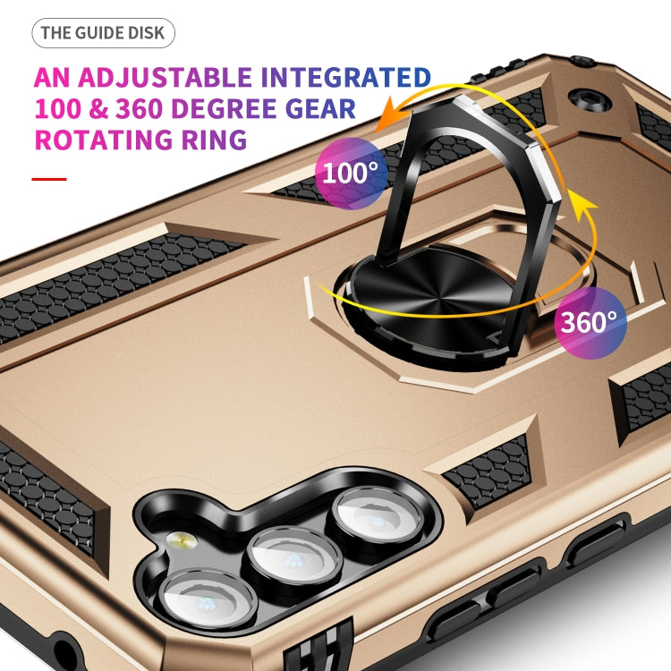 For Samsung Galaxy A34 Shockproof TPU + PC Phone Case with Holder(Gold)