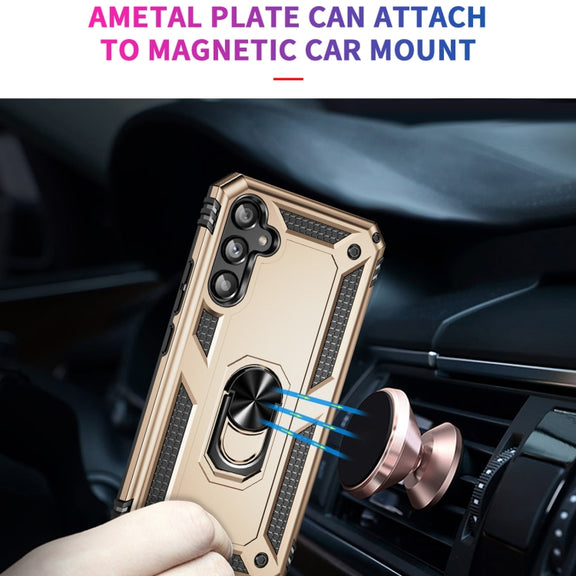 For Samsung Galaxy A34 Shockproof TPU + PC Phone Case with Holder(Gold)
