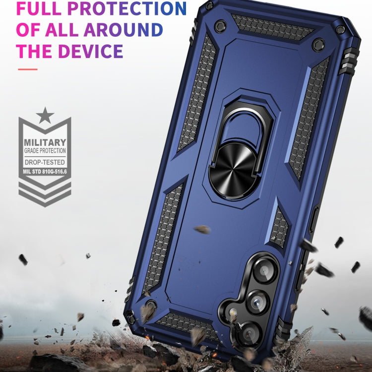 For Samsung Galaxy A34 Shockproof TPU + PC Phone Case with Holder(Blue)