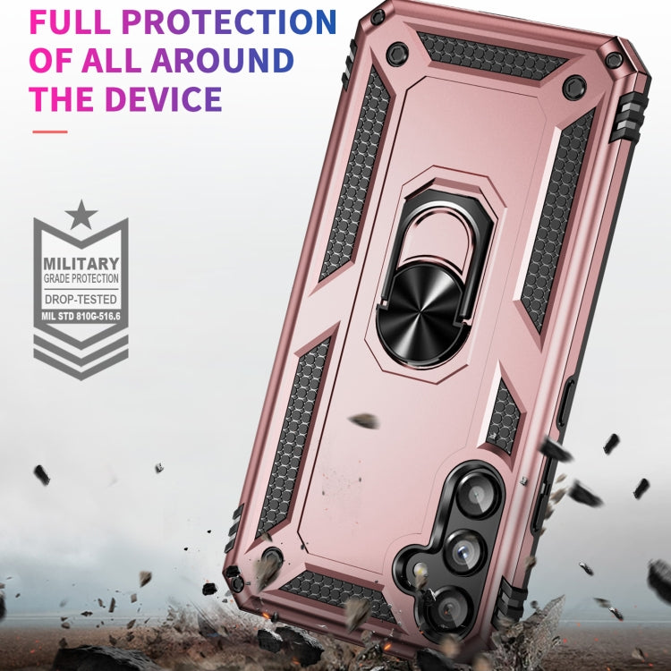 For Samsung Galaxy A34 Shockproof TPU + PC Phone Case with Holder(Rose Gold)