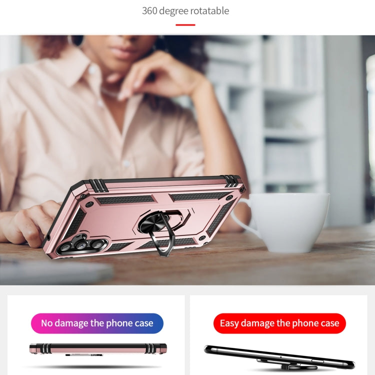 For Samsung Galaxy A34 Shockproof TPU + PC Phone Case with Holder(Rose Gold)
