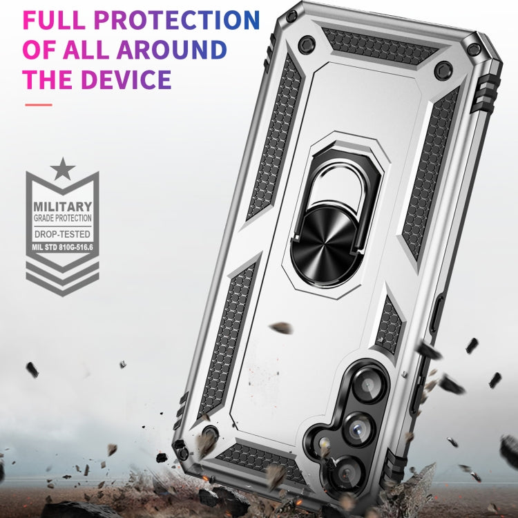 For Samsung Galaxy A34 Shockproof TPU + PC Phone Case with Holder(Silver)