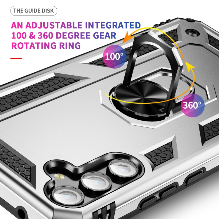 For Samsung Galaxy A34 Shockproof TPU + PC Phone Case with Holder(Silver)