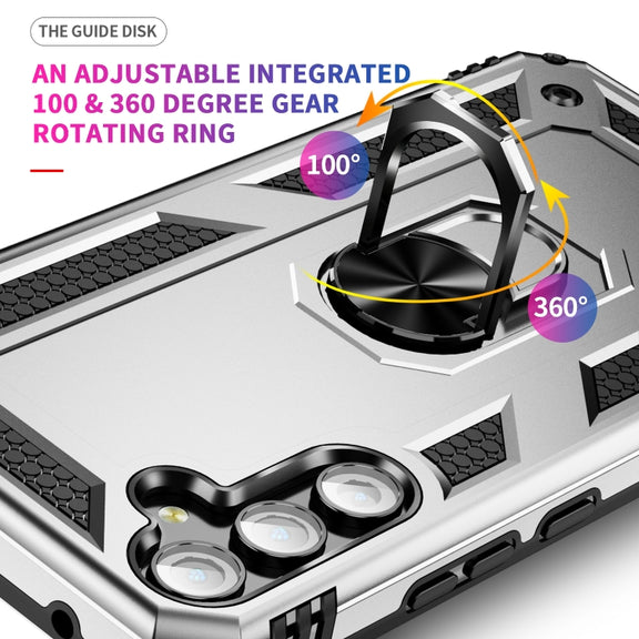 For Samsung Galaxy A34 Shockproof TPU + PC Phone Case with Holder(Silver)