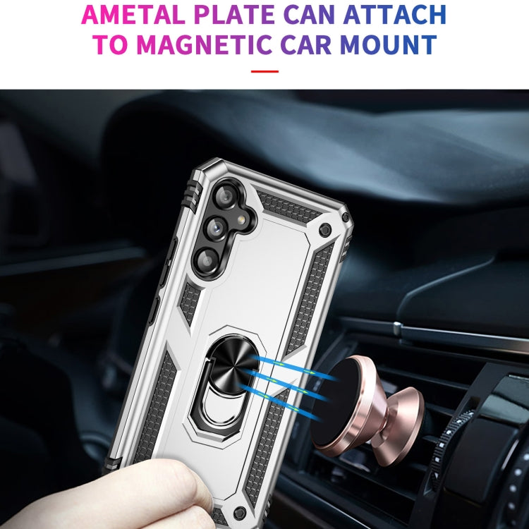 For Samsung Galaxy A34 Shockproof TPU + PC Phone Case with Holder(Silver)
